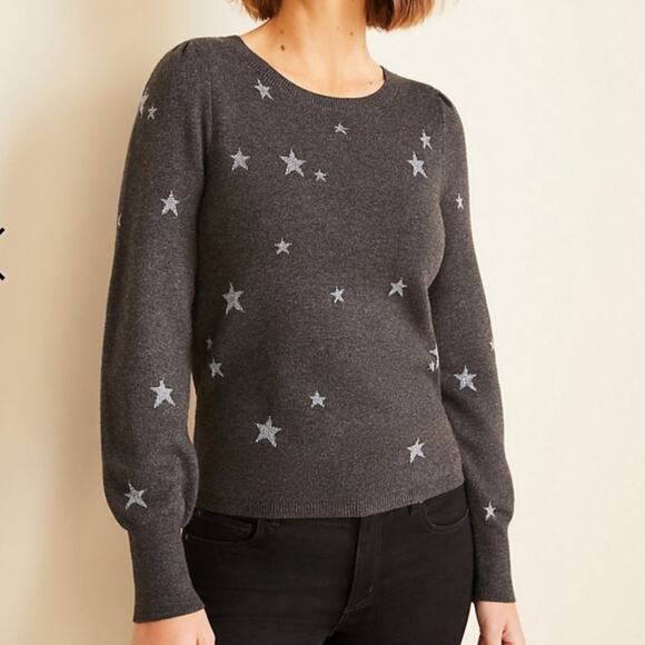 Ann Taylor Gray Star Pattern Sweater - Picture 1 of 10